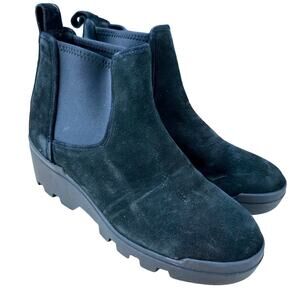 Eileen Fisher NWOB Splash Waterproof Suede Black Wedge Bootie Size 5 Lug Sole